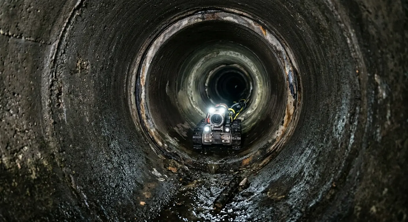 Robotic sewer camera inspecting pipe interior for Sewer Line Repair in Upper Dublin